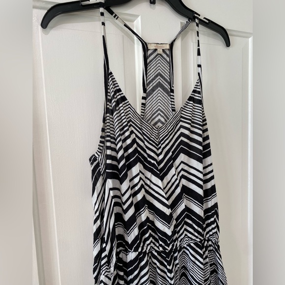 ELLA MOSS Geometrical  chevron zebra Black White Maxi Dress L - Picture 4 of 12